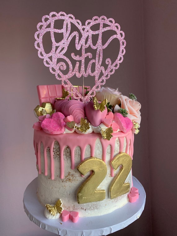 Das Bitch Cake Topper Barbie Brunch Cake Topper Glitter Etsy