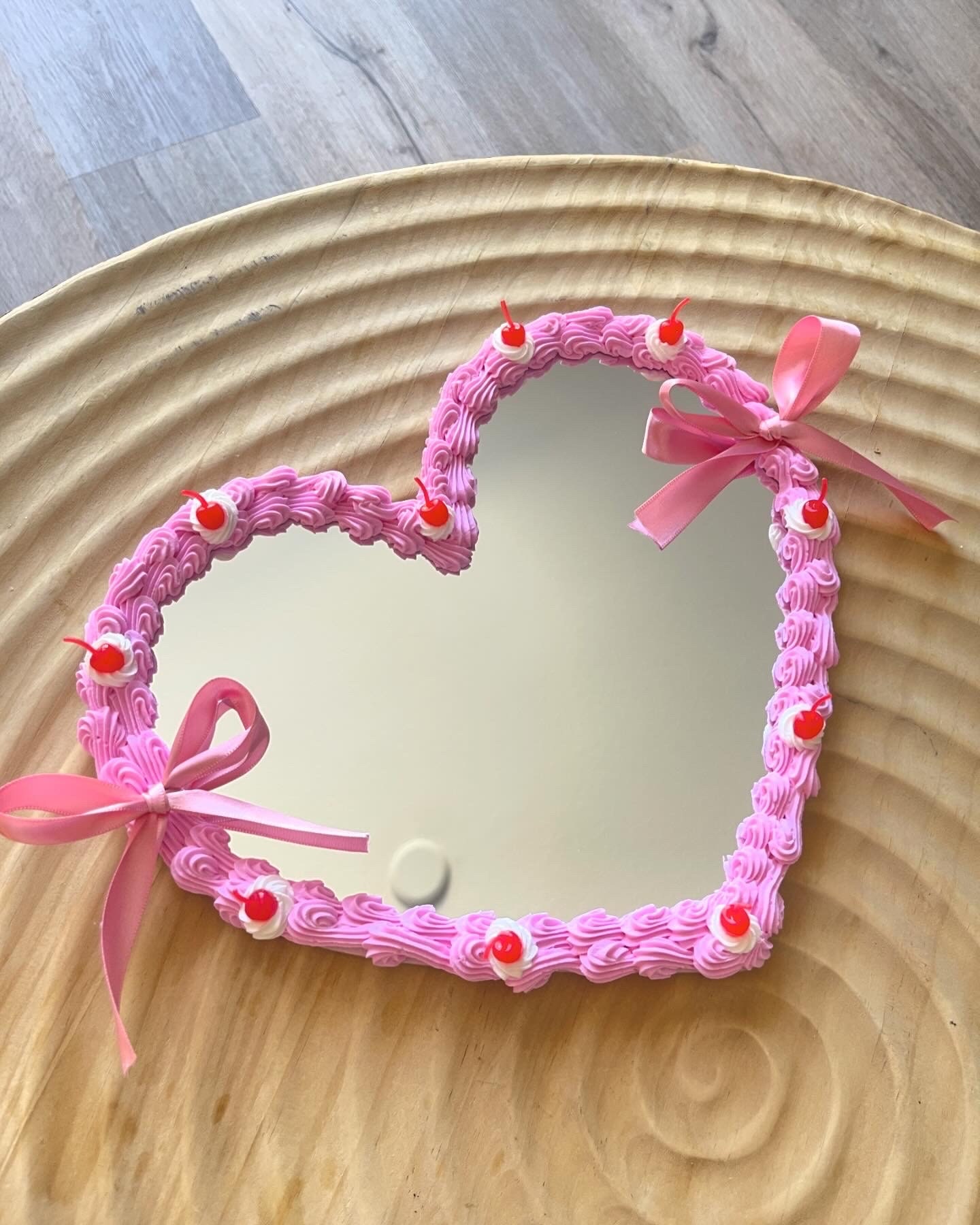 Coquette Pink Heart Mirror