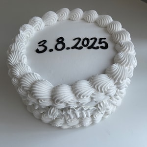 Handmade White Round Fake Cake: Vintage Style Display