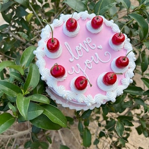 Custom Cherry Fake Cake Box: Retro Kitsch Coffee Table Art (7 inch)