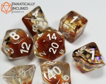 Brown Dream Puzzle Resin Dice Set DND Dungeons and Dragons D20 Critical Role Polyhedral Pathfinder RPG TTRPG