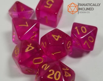 Fuschia Prismatic Orb Dice DND Dungeons and Dragons D20 Critical Role Polyhedral Pathfinder RPG Tabletop Gaming TTRPG Pink Purple