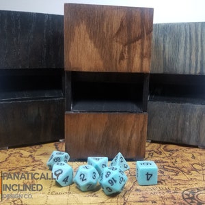 Oak Wood Dice Tower Dnd D20 Critical Role Handmade RPG Pathfinder D&D Table-top Gaming TTRPG Dice Roller Warhammer Brown Black Blue image 2