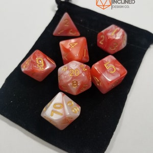 Red and White w/Gold Pearl Dice DND Dungeons and Dragons D20 Critical Role Polyhedral Pathfinder RPG Tabletop Gaming TTRPG Transformer holy Small Pouch