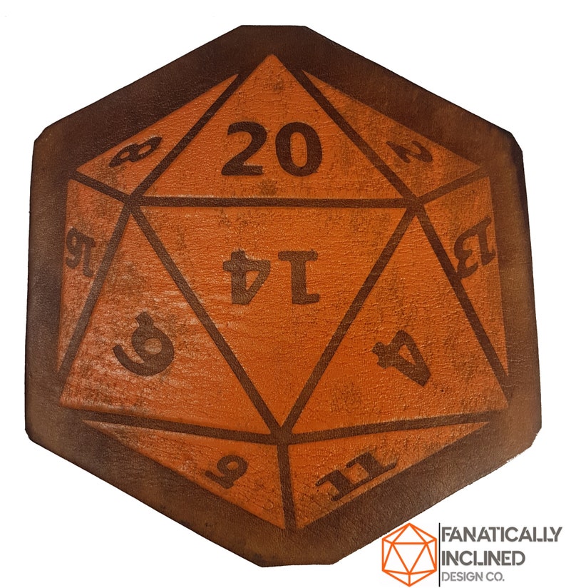 Leather Handmade D20 Coasters Dnd Critical Role RPG Pathfinder D&D Table-top Gaming TTRPG Gift Dungeons Dragons Polyhedral 20-Sided Nerdy image 8