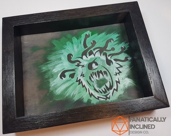 Beholder Green Ręcznie robiony, dębowy, skórzany, DND, EDC, tacka na kostki do gry Valet, D20, Critical Role RPG, Pathfinder, D&D, gry planszowe, TTRPG, prezent, potwór
