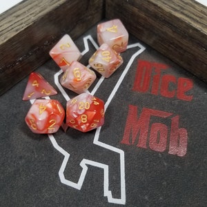 Red and White w/Gold Pearl Dice DND Dungeons and Dragons D20 Critical Role Polyhedral Pathfinder RPG Tabletop Gaming TTRPG Transformer holy image 4