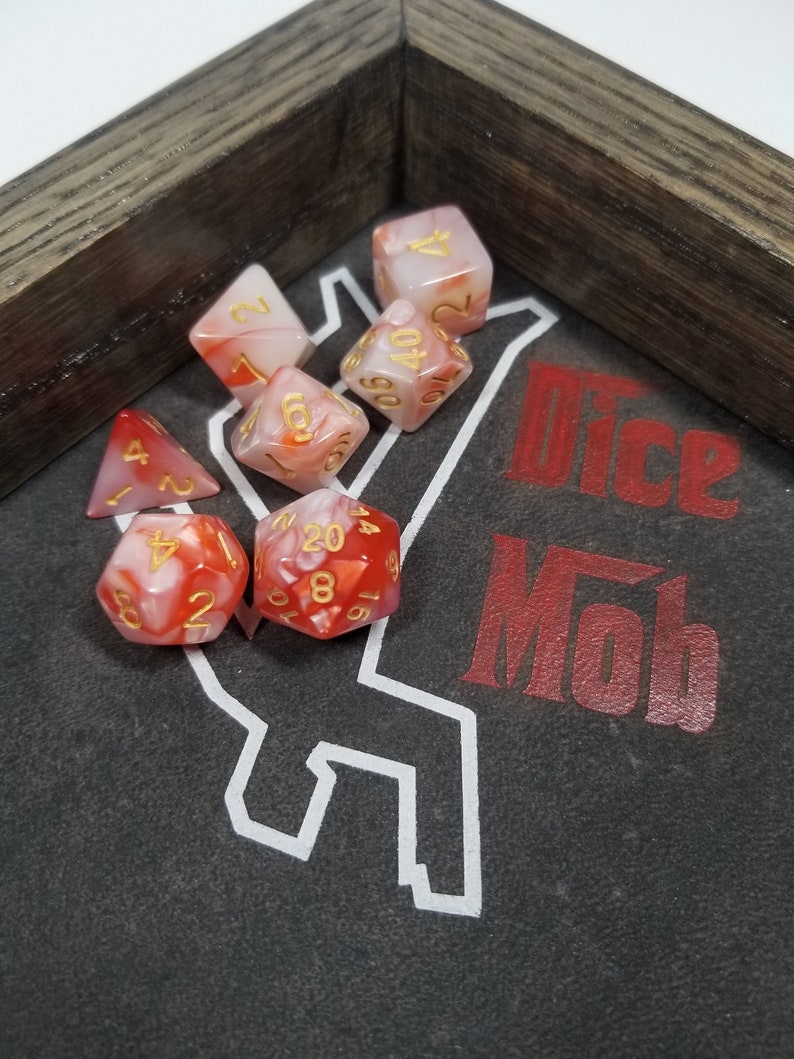 Red and White w/Gold Pearl Dice DND Dungeons and Dragons D20 Critical Role Polyhedral Pathfinder RPG Tabletop Gaming TTRPG Transformer holy image 4