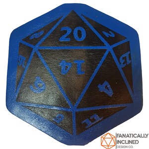 Leather Handmade D20 Coasters Dnd Critical Role RPG Pathfinder D&D Table-top Gaming TTRPG Gift Dungeons Dragons Polyhedral 20-Sided Nerdy Blue