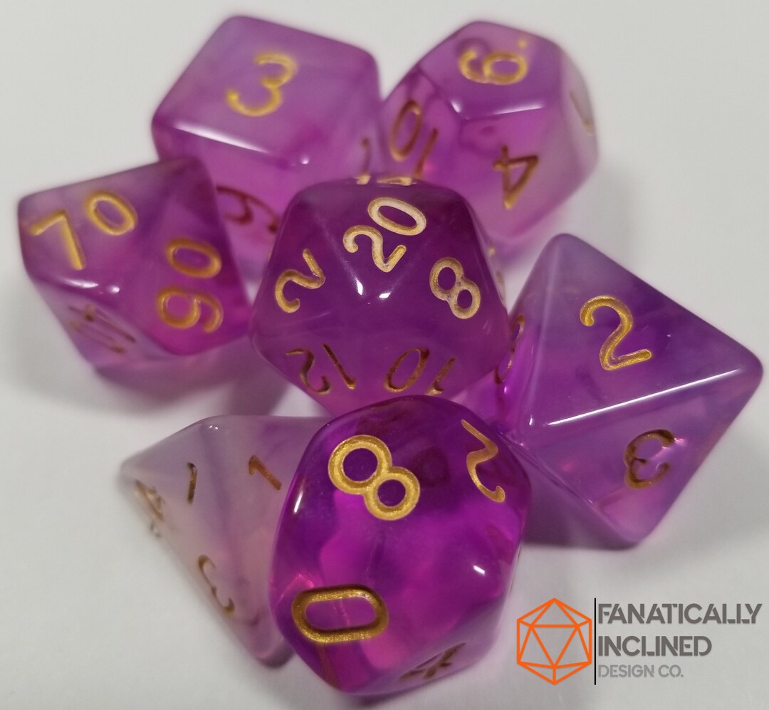 Purple Gelatinous Cube Dice Set DND Dungeons and Dragons Etsy