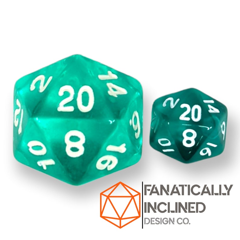 Mini 10mm Teal Transparent 7pc Dice Set DND Dungeons and Dragons Critical Role Polyhedral Pathfinder RPG TTRPG Warhammer 40K White Ink image 4