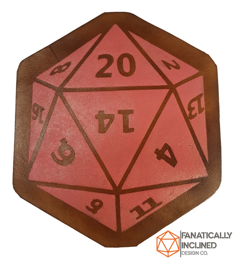Leather Handmade D20 Coasters Dnd Critical Role RPG Pathfinder D&D Table-top Gaming TTRPG Gift Dungeons Dragons Polyhedral 20-Sided Nerdy image 7
