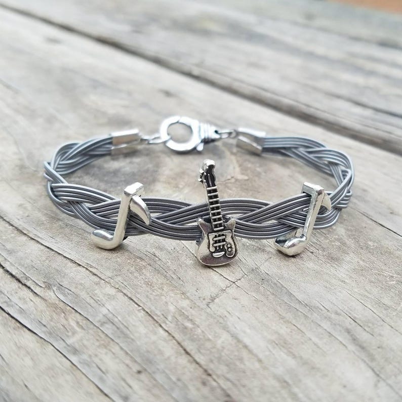 Guitar string bracelet guitar charm music note charm guitar Etsy
