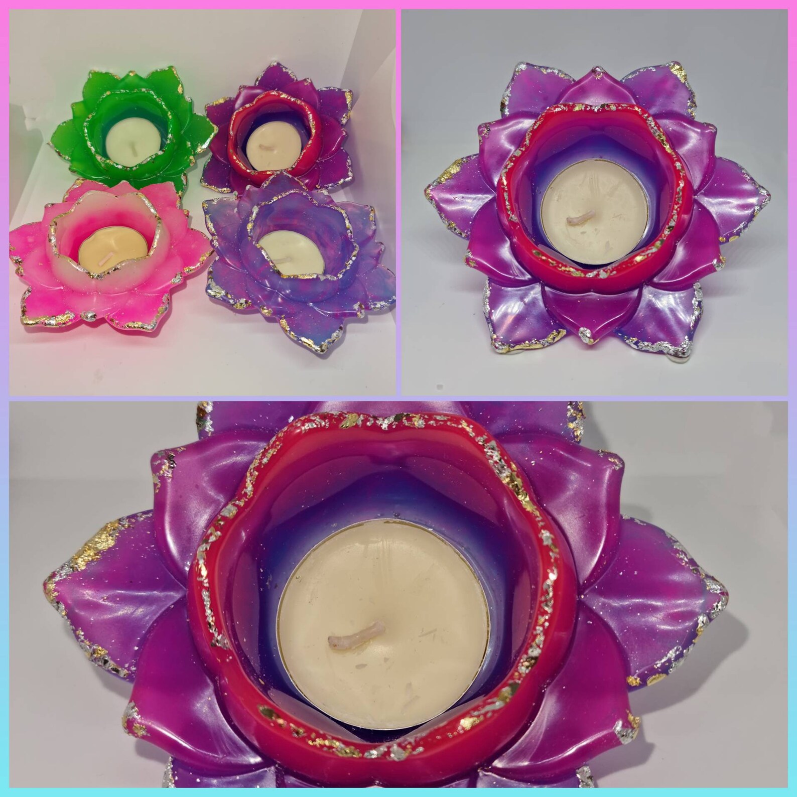 Resin flower candle holders Etsy