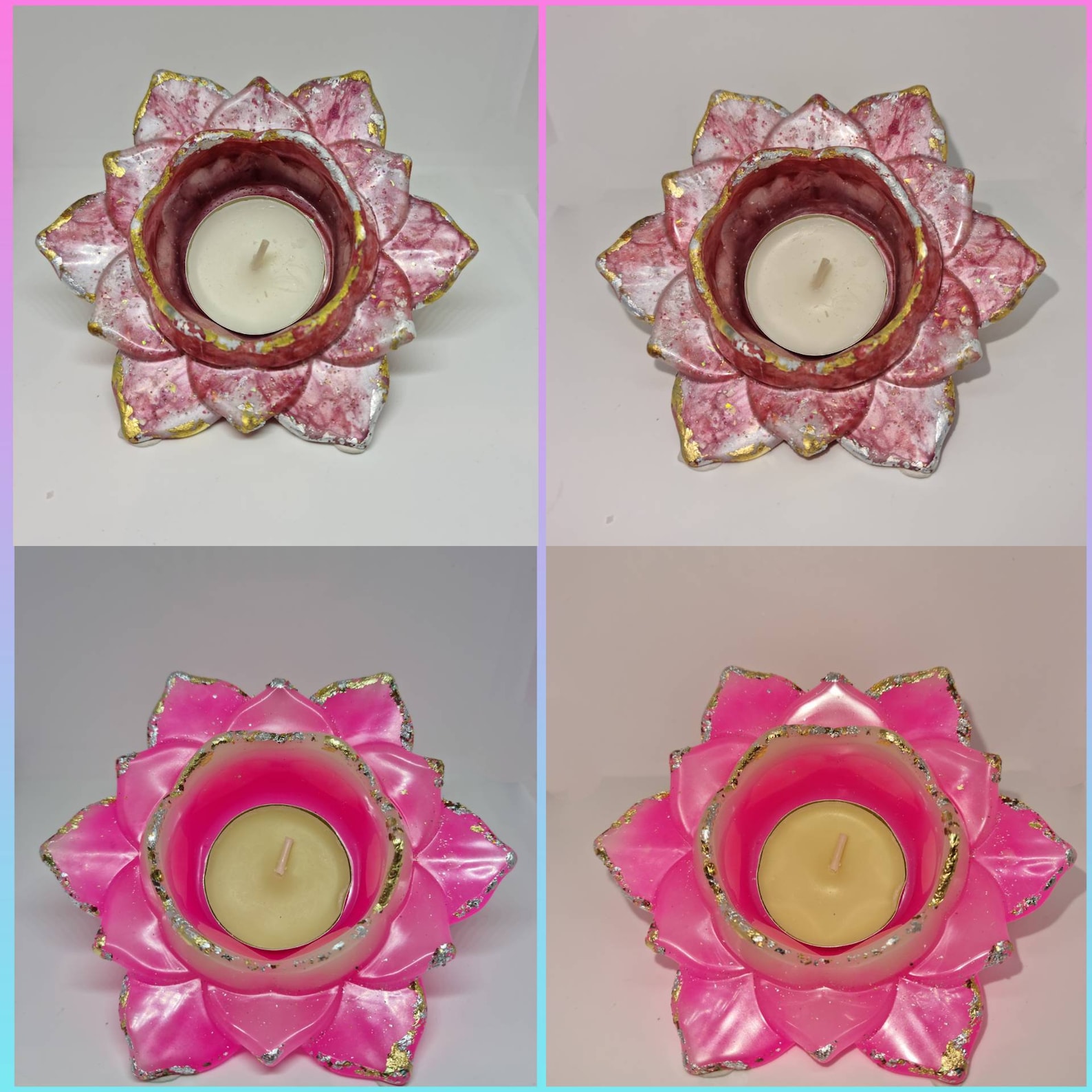 Resin flower candle holders Etsy