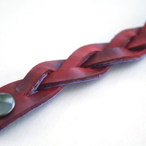 Red Handmade Leather Bracelet Mystery Braid Impossible Magic Plait Goth Gothic
