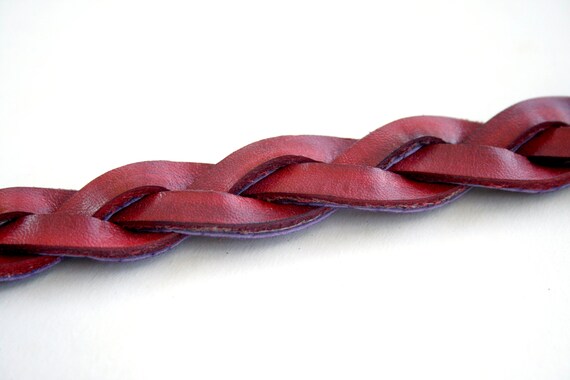 Red Handmade Leather Bracelet Mystery Braid Impossible Magic Plait Goth Gothic Etsy UK