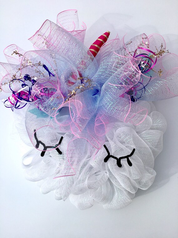 Unicron Deco Mesh Wreath/Unicorn Wreath/Rainbow Etsy