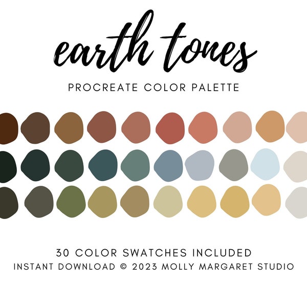 Earth Tones Procreate iPad Palette, Natural Color Palette, Neutral Color Procreate Palette, Download, Earth Colors for ipad Swatches,