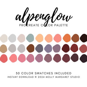 Alpenglow Colors Procreate iPad Swatches and Palette, Natural Color Palette, Sunset Color Palette, Procreate Color Palette, Mountain Colors