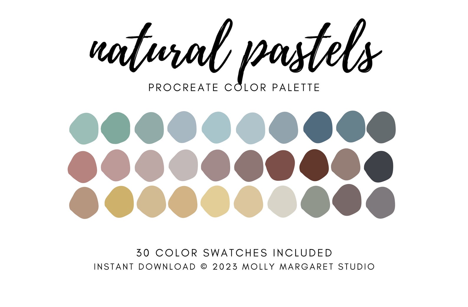 Procreate iPad Swatches for Pastel Color Palette, Natural Color Palette ...