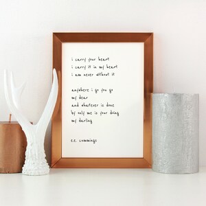 I Carry Your Heart Poem Print, Ee Cummings Print, Poetry Print ...