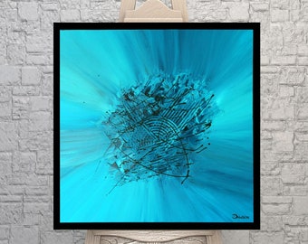 acrylmalerei bilder abstrakte Kunst unikat handgemalt wandbild gemälde leinwandbild acryl kunst abstrakte bilder abstrakt blau blaues Bild