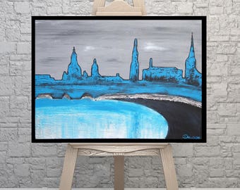 Dresden acrylmalerei abstrakt malerei acrylbild unikat handgemalt wandbild gemälde leinwandbild acryl malerei kunst bilder abstrakt skyline