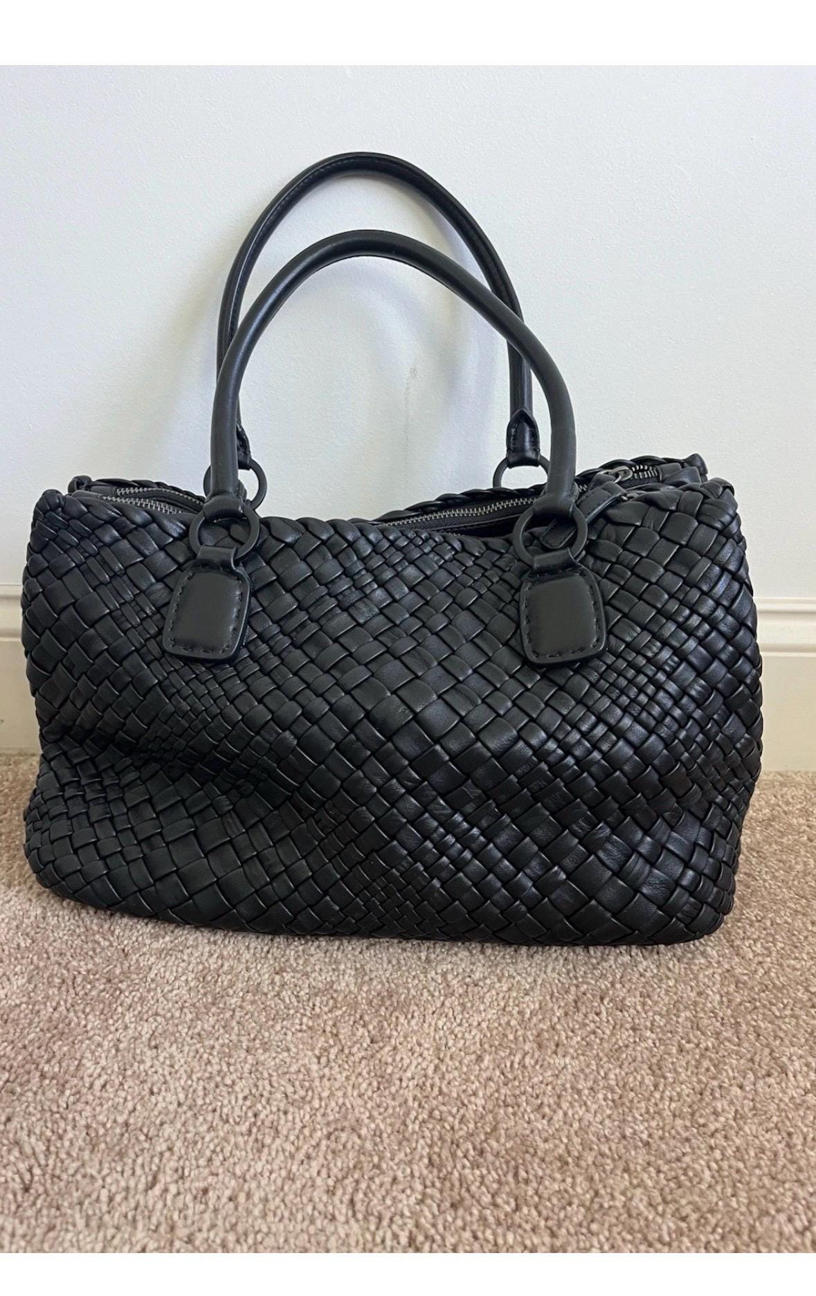 Authentic Falorni FALOR Firenze F1800-hand Woven Black Leather