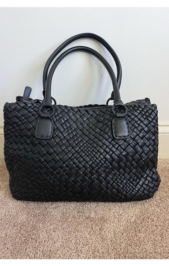 FALORNI 黒ポシェット Authentic Falorni FALOR Firenze F1800-hand Woven Black Leather