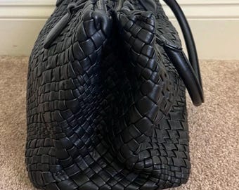 Authentic Falorni FALOR Firenze F1800-hand Woven Black Leather