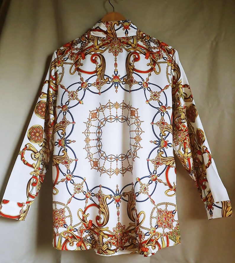 versace inspired print blouse