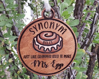 English Teacher Gift, Personalized, Synonym Rolls, Gift Exchange, Option to Personalize, Laser Engraved, Hand Painted Embellishments