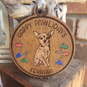 Happy Pawlidays, Chihuahua,  Sarcastic, Funny, Gift Engraved, Hand Painted Embellishments, Option to Personalize - Read Listing Details!