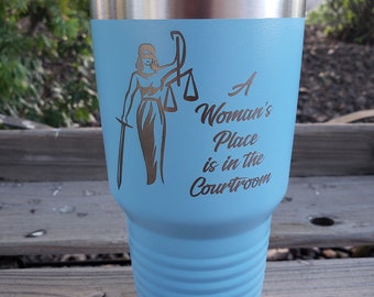 Lady Law Scales of Justice Personalized Engraved Insulated Stainless Steel 20 oz Tumbler