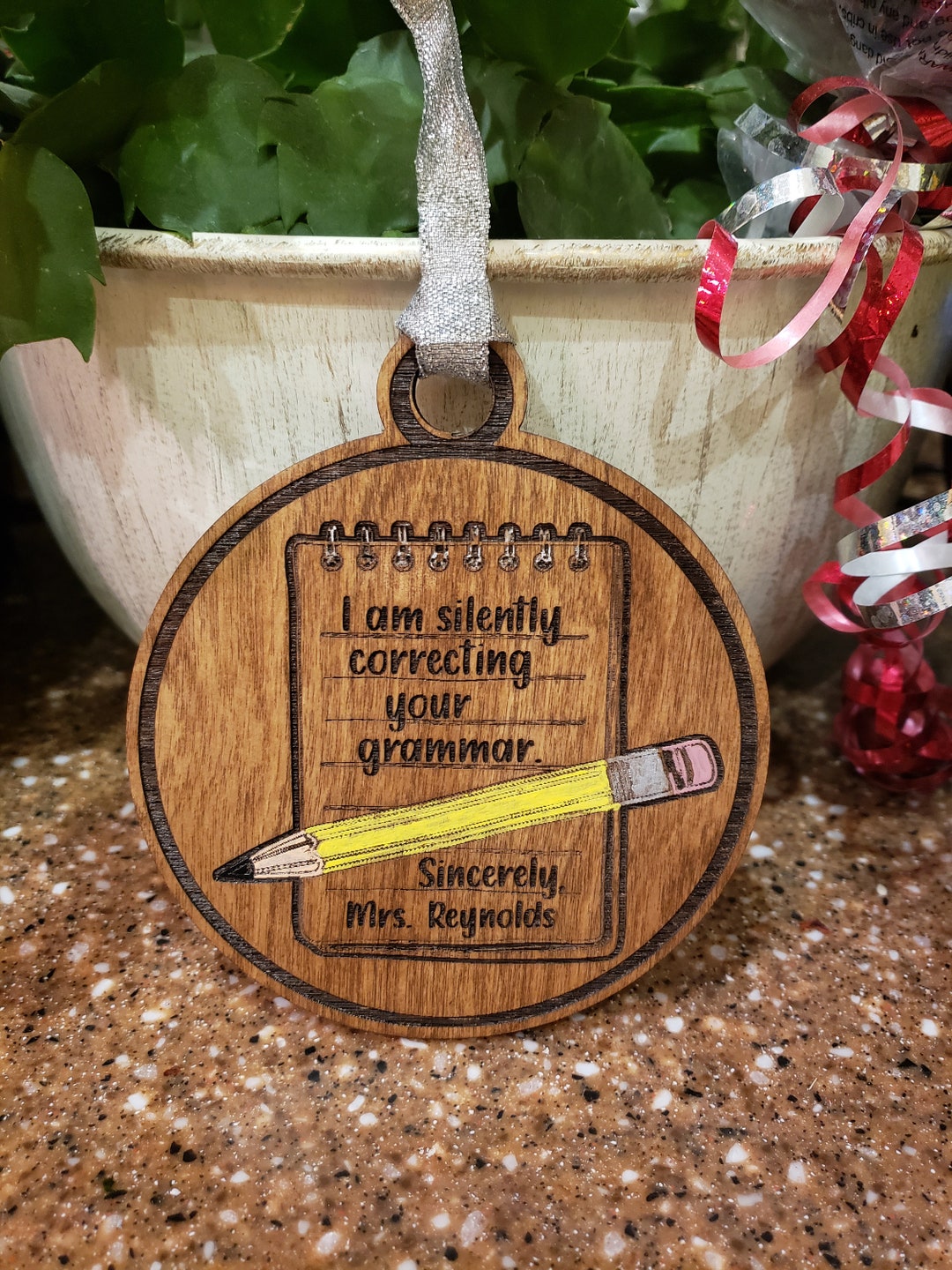 English Teacher Gift, Teacher Ornament, Silently Correcting Your