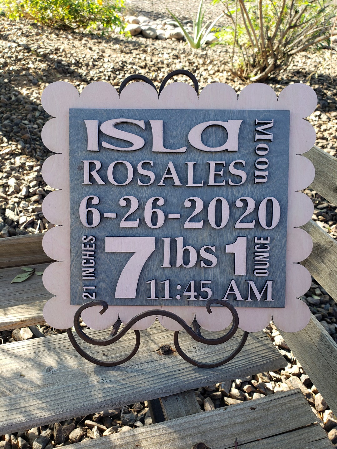Baby Stats. Sign Square Personalized Layered Baby Stats Sign From Birch, Stained Wooden Sign 12 ...