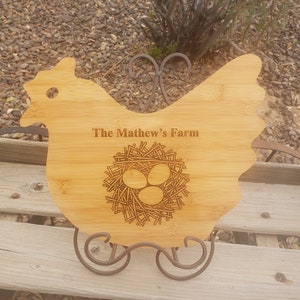 Fill In the Name with Eggs in Nest, Laser Engraved Bamboo Cutting Board, Option to Personalize this Board-Included in Price!
