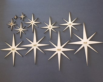 Wood Atomic Starburst, 1/4&quot; Birch Cutout, Mid Century Modern, Retro, MCM, Crafts, DIY Signs, Projects, Art Supplies, Multiple Sizes Avail.