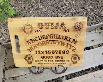 Engraved, Personalized Ouija Cutting Board, What is for Dinner in ___'s Kitchen? Option to Add Personal Message (On Back) Included in Price!