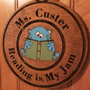 Reading Teacher, Ornament, Teacher Gift, Librarian, Reading Specialist, Option to Personalize, Laser Engraved, Hand Painted Embellishments