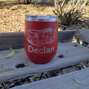 Personalized Firetruck Laser Engraved Tumbler 18 Colors & 8 Sizes to Choose From!