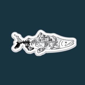 Alaska Keystone Salmon Art Sticker
