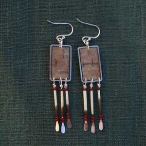 Nahku Danglers Porcupine Quill & Birch Bark Earrings Red