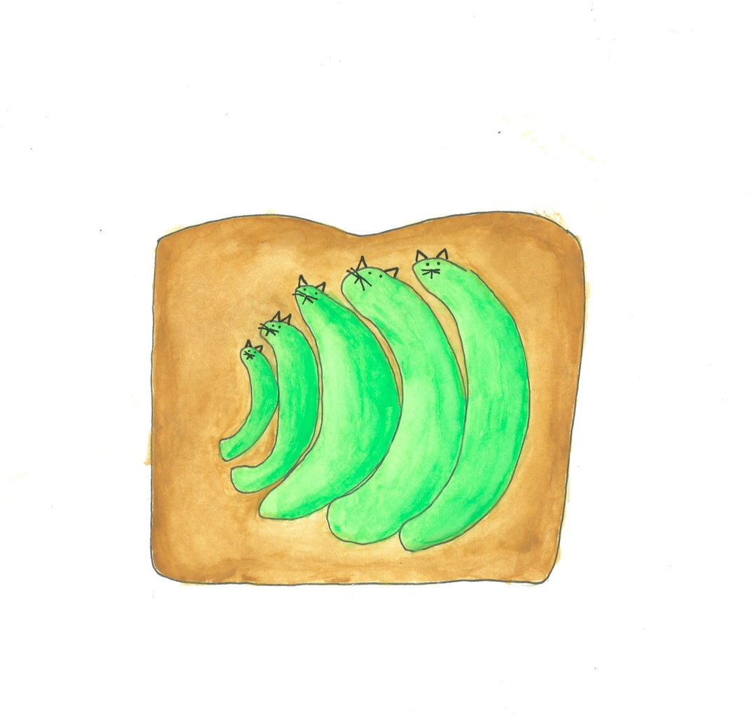 Avocato Toast / Cat Loaf / Cat Loaves / Puns / Food Puns / Cat Puns / Original Art Print