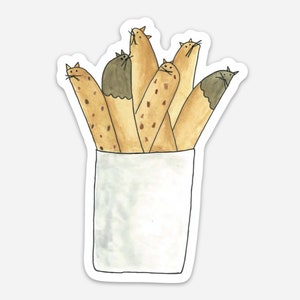 Biscatti Sticker / Biscotti / Cat Loaf / Cat Loaves / Puns / Food Puns / Cat Puns / Original Art Print / Watercolor / Drawing / Cats / Bread