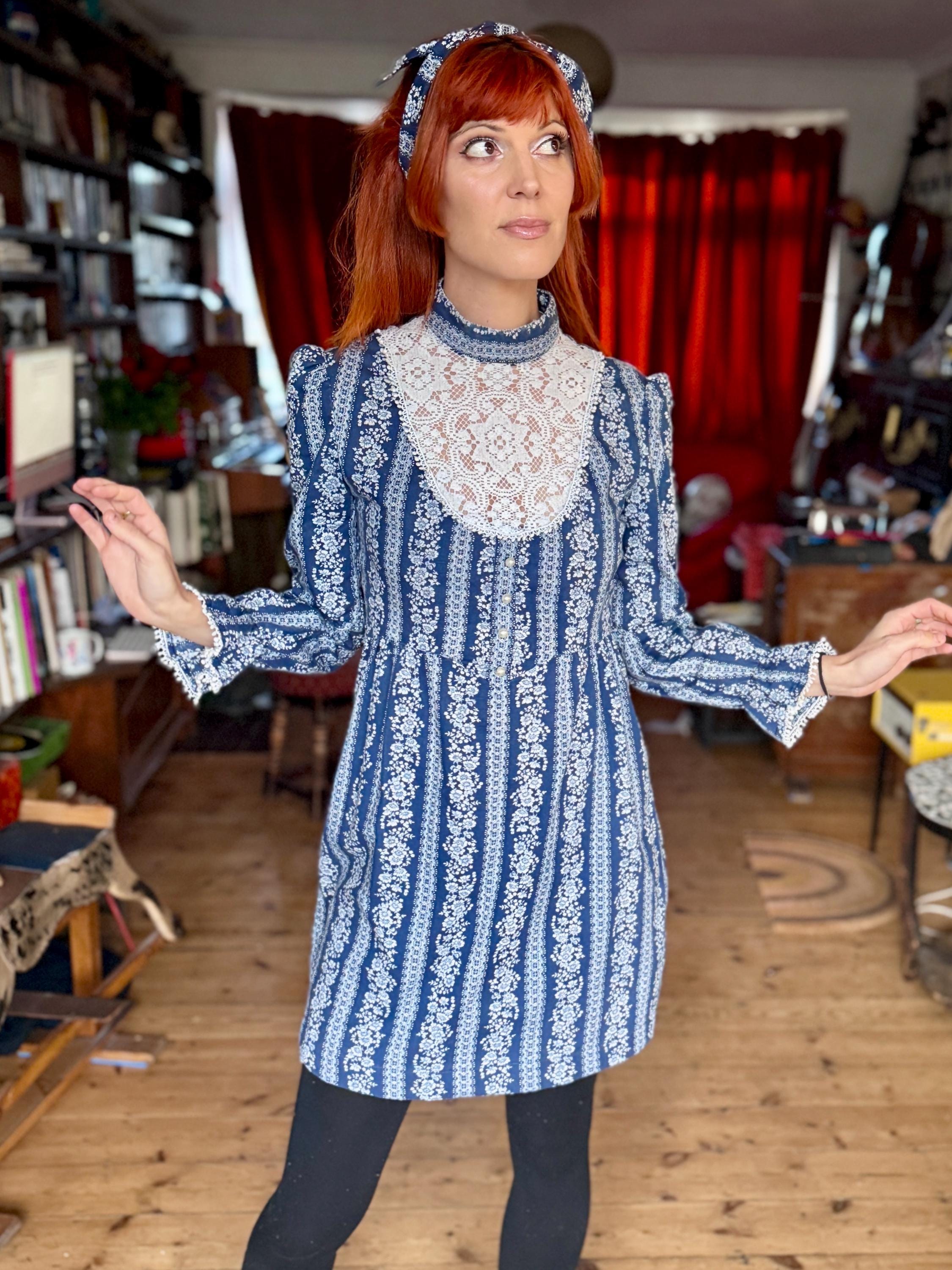 Sixties Dolly Rocker Original 1960s Dollyrocker Floral Mini Dress With Matching Head Scarf ...