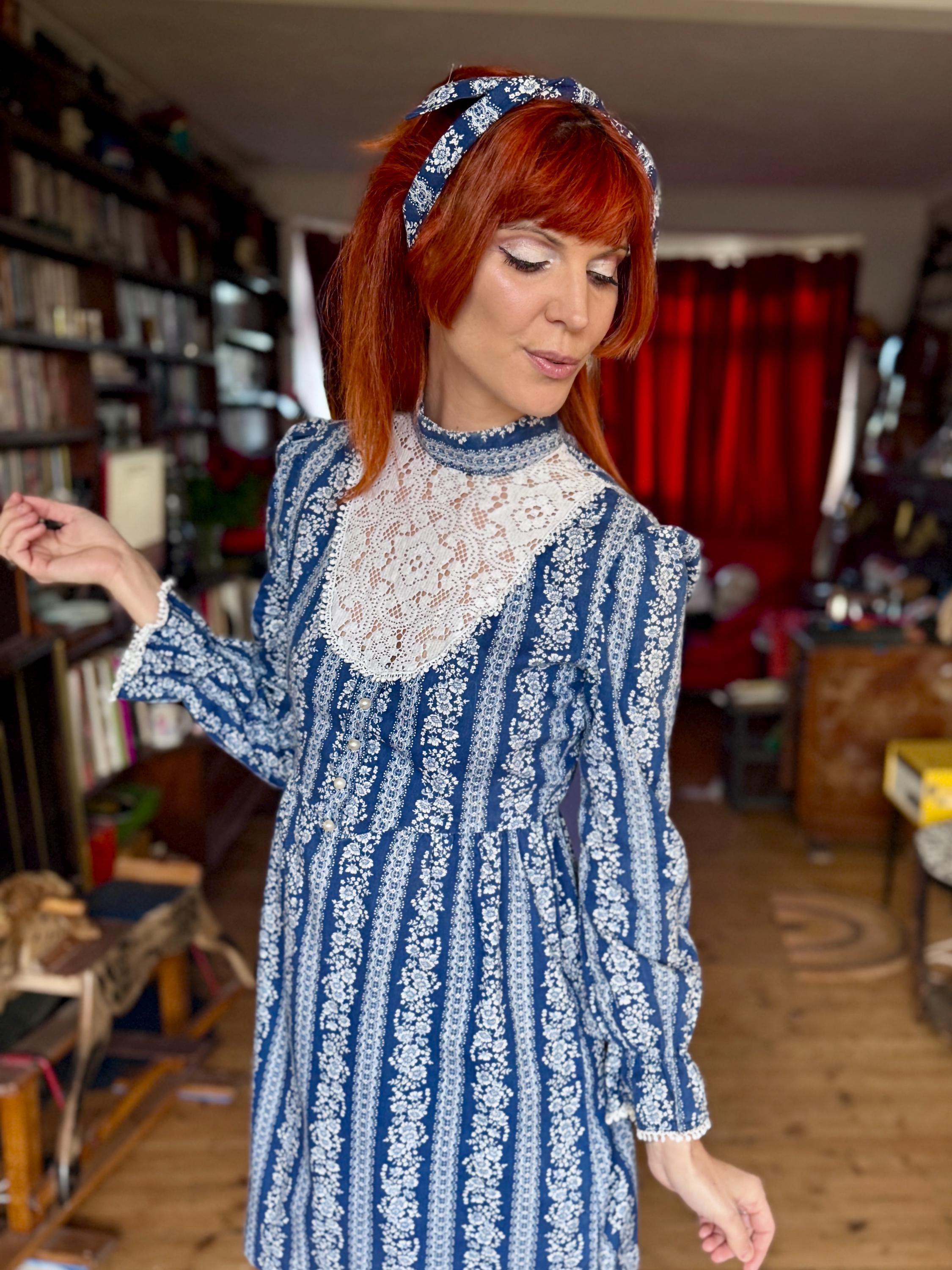 Sixties Dolly Rocker Original 1960s Dollyrocker Floral Mini Dress With Matching Head Scarf ...