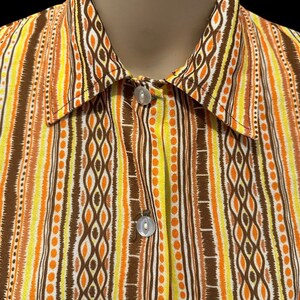 VTG 60S 70S GREEN PINK BLUE YELLOW WHITE PLAID CHECKED DAGGER FOLK SHIRT 14