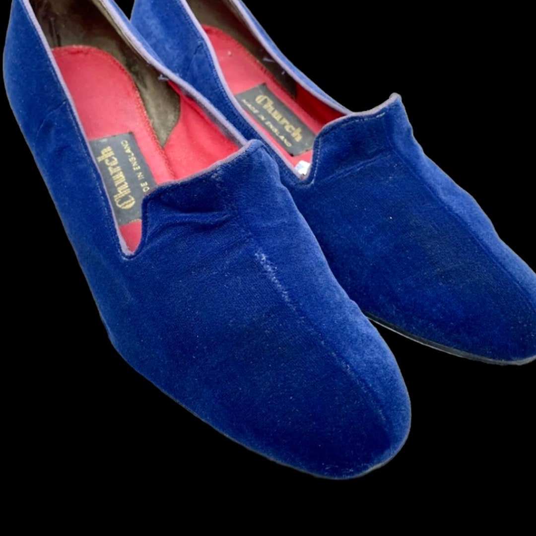 Vintage Style Blue Velvet Shoes UK 5 Etsy
